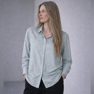 Vince Celery Stone Dot Silk Blend Blouse | Women’s XXL | Like New